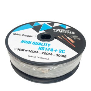 كابل كاميرا 100 متر داتا + باور ار جي 174 CAMERA CABLE RG174 100 METER DATA + POWER APLUS