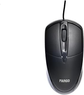 ماوس بلاستيك بتصميم مريح واتصال USB للمكتب من مارجو، لون أسود، موديل MR-301