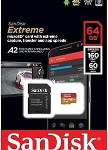 كارت ميموري SANDISK EXTREME MICRO SD مساحة 64 جيجابايت بسرعة 160ميجابايت/ثانية
