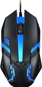 ماوس ضوئي سلكي USB للألعاب من زونيك، ماوس مريح مع ضوء ملون وامض 1200 نقطة لكل بوصة، أسود - Z1098