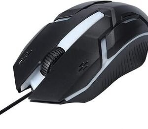 ماوس ضوئي سلكي للألعاب بمنفذ USB مريح مع إضاءة RGB ملون من اكسون، أسود، X1000
