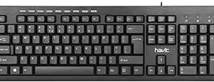كيبورد وسائط متعددة من هافيت موديل HV-KB256، لون اسود (يدعم اللغتين العربية والانجليزية)، USB من نوع A