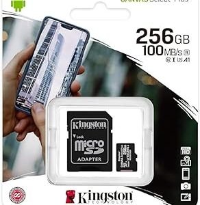 كارت ميموري KINGSTON MICRO SD مساحة 256جيجابايت بسرعة 100ميجابايت/ثانية - Memory card 256GB kingston