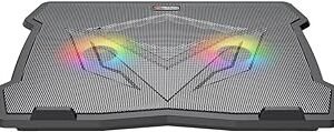 قاعدة تبريد طراز CP2020 من ميشن - قاعدة تبريد للاب توب للالعاب RGB قابلة للتعديل - مع مراوح مزدوجة - حتى 14 بوصة - 2 × USB | MT-CP2020