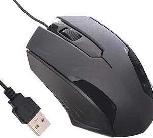 ماوس ضوئي بتصميم رائع وكابل USB متين جدًا للكمبيوتر - أسود