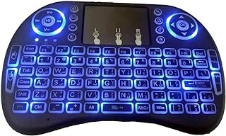كيبوردلاسلكية بإضاءة خلفية مع 92 مفتاح باللغة العربية والإنجليزية صغيرة 2.4 جيجا مع لوحة لمس لشاشات تلفزيون اندرويد/ PS3 / الكمبيوتر/ تلفزيون، أسود