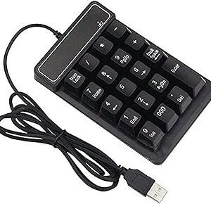 كيبورد رقمي USB بـ19 مفتاح للابتوب/النوت بوك والكمبيوتر، اسود