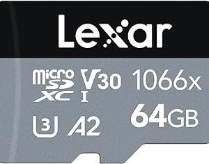 كارت ميموري LEXAR 1066x Micro SD مساحة 64 جيجابايت بسرعة 160 ميجابايت/الثانية