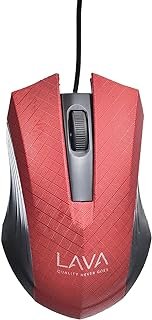 ماوس سلكي بتصميم مريح مع تتبع سريع وكابل USB من لافا ST-5 - لون أحمر وأسود