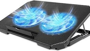 قاعدة تبريد للاب توب،-cooler pad s900- قاعدة تبريد بمروحة لابتوب حجم المروحه 14سم *2 ، بقوه 3.5 واط مع اضاءه RGB مع بكره لضبط سرعه الرياح ومنفذين USB. .اسود