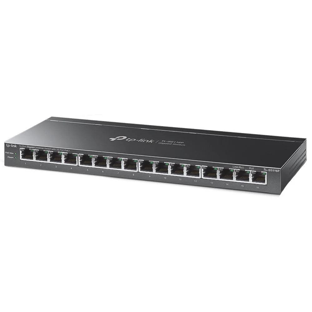 TP-Link TL-SG116P Unmanaged Desktop PoE+ Switch 16 Port 10/100/1000Mbps - الصورة 2