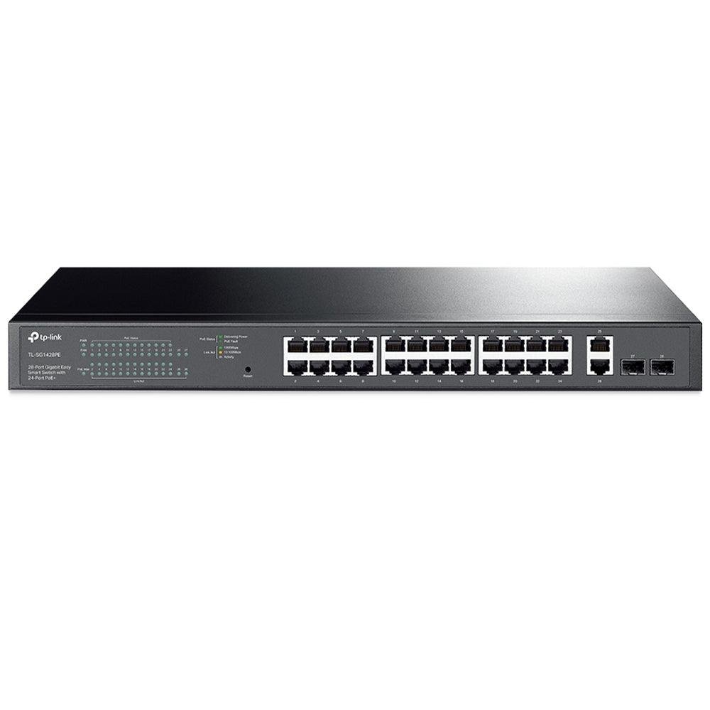TP-Link TL-SG1428PE Easy Smart Managed Rackmount Switch 24 Port PoE+ 10/100/1000Mbps + 2 Port Gigabit Uplink + 2 Port Gigabit SFP