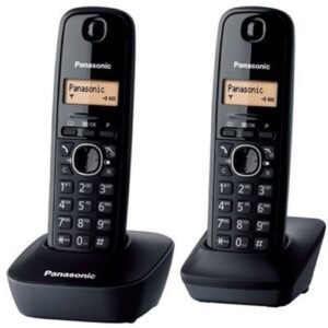 تليفون لاسلكى ارضي من باناسونيك سماعتين KX-TG1612 , اسود – Panasonic KX-TG1612 2Telephone – Black