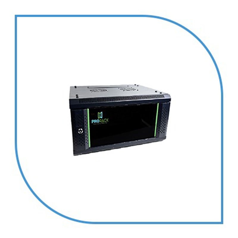 ProRack 6U 600*450 Wall mount cabinet with glass door, 1 fan, 1 shelf, and 1 PDU 6 outlet