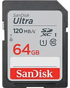 كارت ميموري SANDISK ULTRA MICRO SD مساحة 64 جيجابايت بسرعة 120 ميجابايت/ثانية