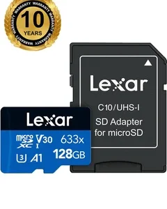كارت ميموري LEXAR MICRO SD 633X مساحة 128 جيجابايت بسرعة 100ميجابايت/ثانية