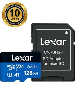 كارت ميموري LEXAR MICRO SD 633X مساحة 128 جيجابايت بسرعة 100ميجابايت/ثانية
