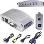 محول كابل الفيجا إلى كابل فيديو اوديو ار سي ايه لتحويل اشارة الـ VGA إلى اشارة فيديو - S أو RCA بالوان الفضي اللوني ار جي بي ونقل الصورة إلى التلفزيون - فضي، عدد المنافذ: 4