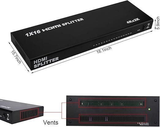 splitter hdmi 16port 4k - موزع بمنفذ HDMI 1×16 يدعم دقة 4K/2K/ثلاثي الابعاد/1080 بيكسل/FHD مع محول لتلفزيون HD/مشغل بلو راي/سكاي HD/بلاي ستيشن 3 و4/STB - - الصورة 4