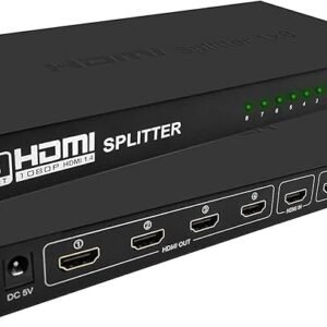 splitter hdmi 8 port 4k - موزع HDMI 1 في 8 مخارج يدعم تقنية FHD عالية الدقة بالكامل ودقة 1080 بيكسل 4K، سبليتر HDMI بـ8 منافذ 1 الى 8 4K حقيقية × 2K نسخة 1.4 من توبو (اسود)، بولي يوريثين حراري من البولي يوريثين الحراري -
