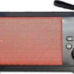 مكبر صوت بلوتوث محمول من جيجاماكس GM320 بتصميم حامل للموبايل، منفذ USB، مقبس مدخل AUX 3.5 ملم، بطاقة ذاكرة Micro SD - اسود احمر - speaker gigamax GM-320 BT-FM-SD