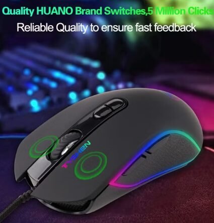 Tyshen Gaming Mouse - Rgb Lights With 7 Buttons 3200DPI , MSG-M12 - mouse gaming TYSHEN M12 5click RGB - ماوس جيمينج Tyshen-M12 - الصورة 2