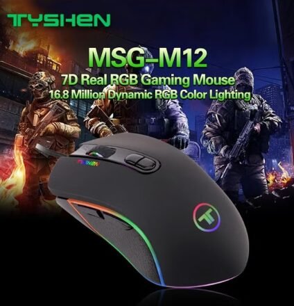Tyshen Gaming Mouse - Rgb Lights With 7 Buttons 3200DPI , MSG-M12 - mouse gaming TYSHEN M12 5click RGB - ماوس جيمينج Tyshen-M12 - الصورة 3