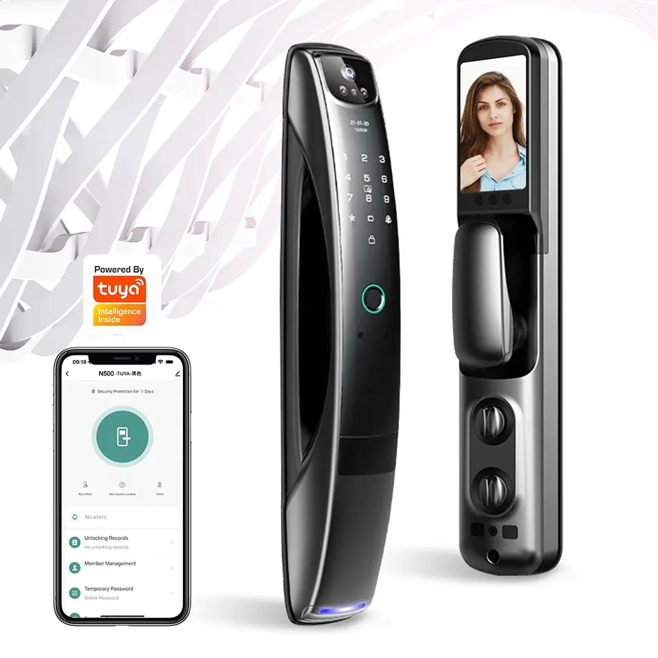 كالون باب سمارت للباب المصفح و الخشب ببصمة وجه وبصمة اصابع وكاميرا واي فاي من اي لوك سيكيورتي – موديل ES266D – ضمان 3 سنوات - SMART LOCK FOR DOORS WITH 3D Face Recognition AND Biometric Fingerprint Smart Lock with Wi-Fi Camera from ELOCK SECURITY– Model ES266D – 3-Year Warranty - الصورة 4