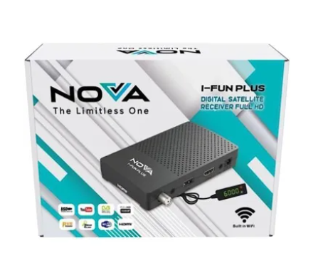 ريسيفر نوفا آي فن بلس ميني HD مع واي فاي مدمج (اشتراك سنتين اي بي تي في+سنه ونصف شيرينج + ضمان سنه) – أسود - NOVA i-Fun Plus Mini HD Receiver with Built-in Wi-Fi for IPTV (2 years IPTV +18 months sharing + 1 year warranty) – Black