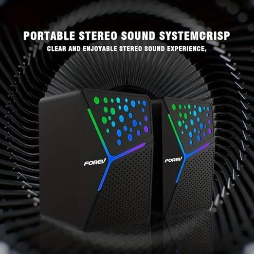 سماعة فوريف FV‑206 للكومبيوتر و اللاب توب - Forev FV‑206 RGB USB Mini Speaker – Colorful LED Lighting, 2×3 W Stereo