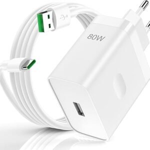 شاحن OPPO SuperVOOC 80 وات أبيض – شحن سريع لجهاز Reno 11 - OPPO 80W SuperVOOC Fast Charger – White – for Reno 11 / USB-C PD Charger